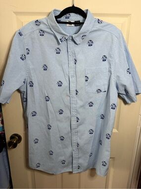 Pabst Blue Ribbon Light Blue Short Sleeve Button-Up Shirt Men’s Size XL
